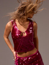 Keyhole Sexy Sequin Crop Tank Top